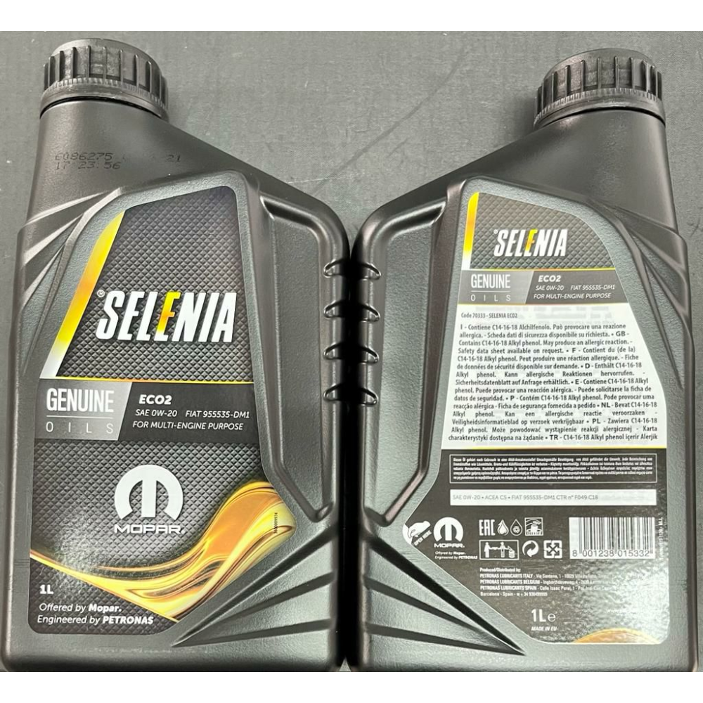 Olio motore Selenia Eco2 0W-20 ECO 2 C5 1LT FIAT 9.55535-DM1 Olio motore Selenia Eco2 0W-20 ECO 2 C5 1LT FIAT 9.55535-DM1