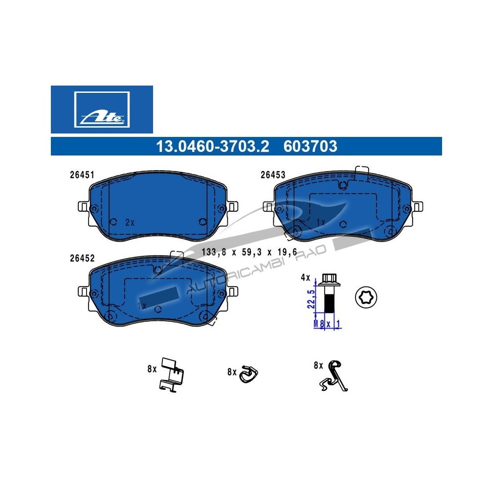 Kit pastiglie anteriore FIAT New 500 Cabrio Elektro TIPO 1.5 T4 ABARTH
