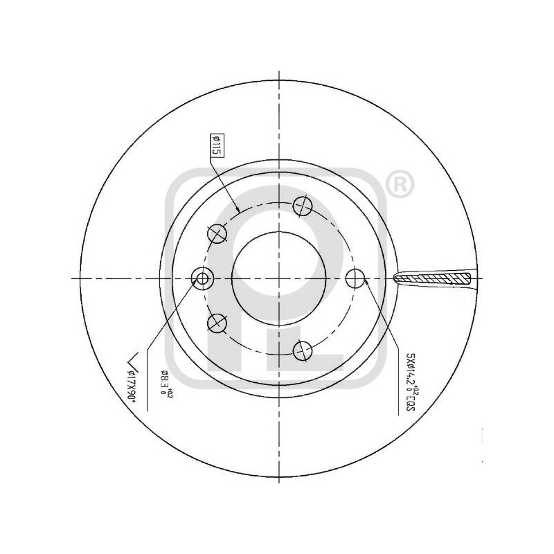 Disco freno anteriore OPEL AMPERA ASTRA J MOKKA VAUXHALL CHEVROLET