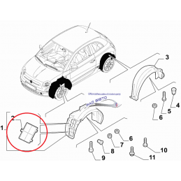 Tappo parasassi anteriore destro e sinistro FIAT 500 (2012-2015)