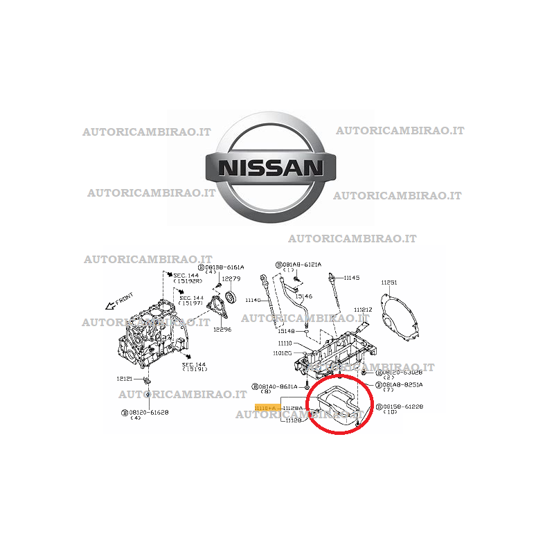 Coppa olio motore in acciaio NISSAN CABSTAR F24M (EL) 11110MB41B