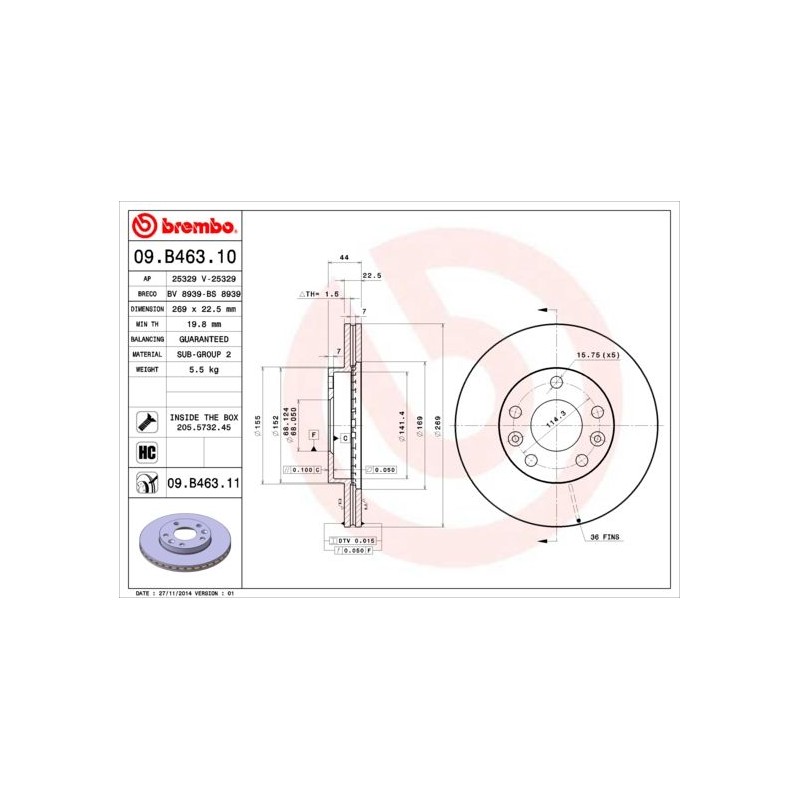 Disco freno anteriore NISSAN Terrano III 1.6 4x4 RENAULT Megane IV 1.2