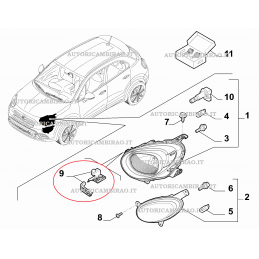 Kit riparazione faro destro FIAT 500X 2015 AL 2022 52043413 52043414