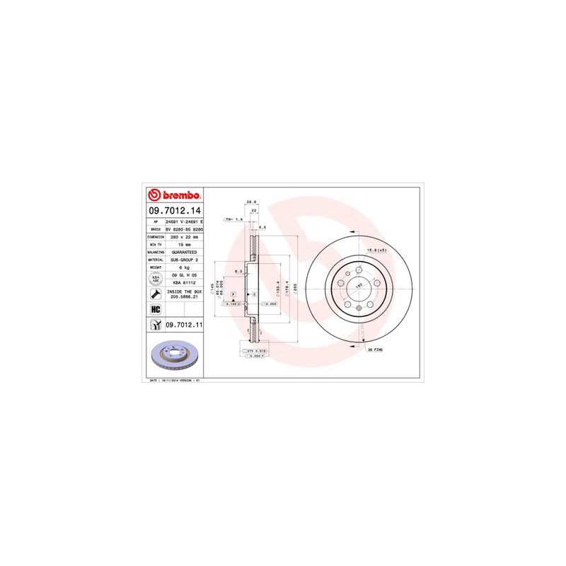 Disco freno anteriore AUDI A3 1.9 TDI SEAT LEON TOLEDO 1.9 TDI GOLF VI