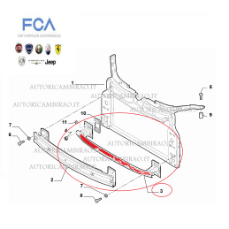 Rinforzo paraurti anteriore FIAT 500 C 1.2 1.3 Multijet ABARTH 500 1.4