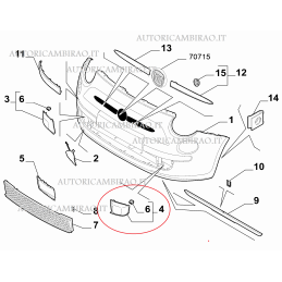 Griglia di ventilazione paraurti anteriore FIAT 500 C 1.2 1.3 Multijet