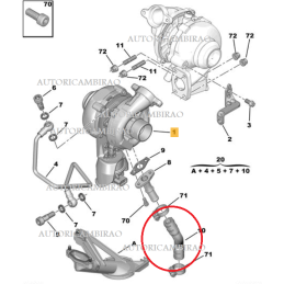 Tubo scarico olio turbina CITROËN C2 C3 C4 C5 1.6 HDi FORD C-MAX 1.6