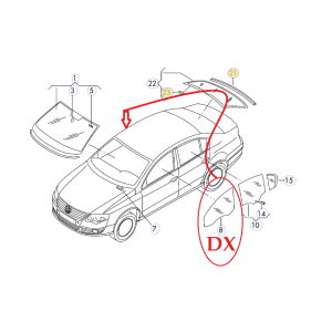 Cristallo Laterale Scendente Anteriore Destro VOLKSWAGEN PASSAT 1.4 TSI